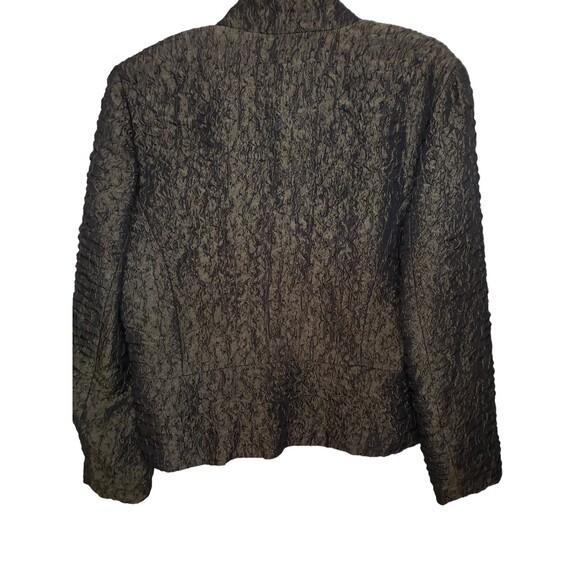 Coldwater Creek Dark Green Crinkle Fabric Jacket Blazer - Size Medium - Picture 2 of 13